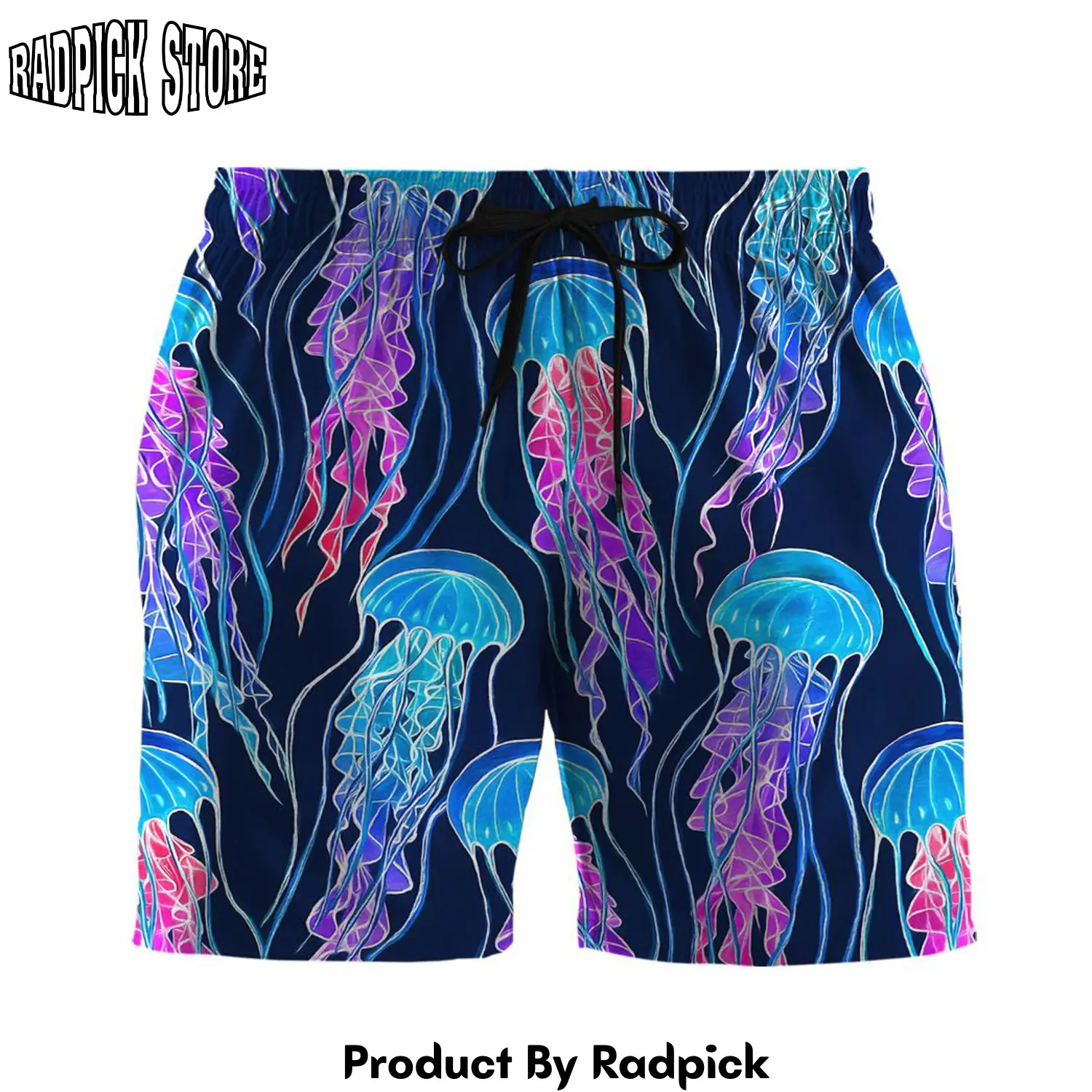 Radpick 3d luminescent rainbow jellyfish custom beach shorts swim trunks rp631375